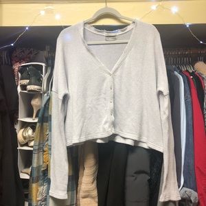 UO Jojo Oversized Thermal Button-Front Top size M